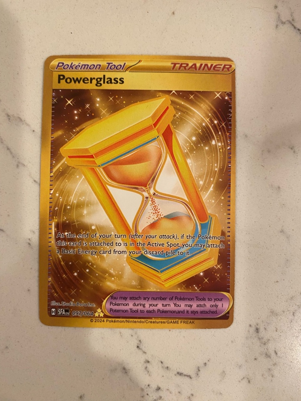 Pokemon Gold Powerglass Trainer Card - Yellow and Gold